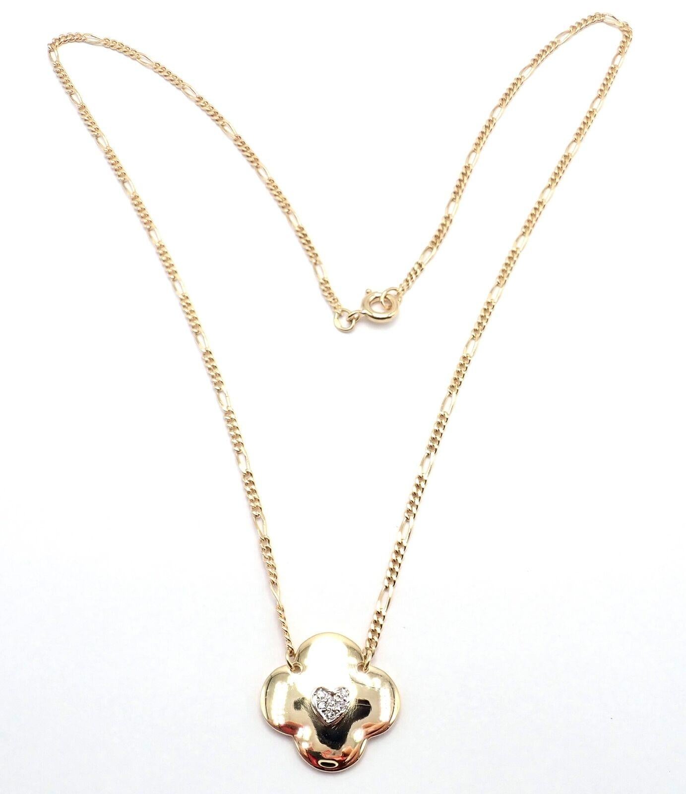 Gelbgold-Halskette mit Diamant-Herz-Clover-Anhänger von Cartier (Brillantschliff) im Angebot