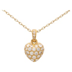Cartier Collier pendentif cœur vintage en or jaune 18 carats avec diamants