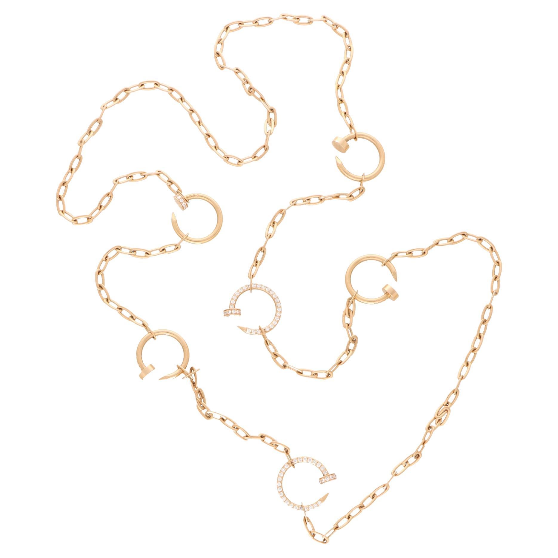 Vintage Cartier Diamond Juste Un Clou Necklace in 18k Rose Gold For Sale at  1stDibs