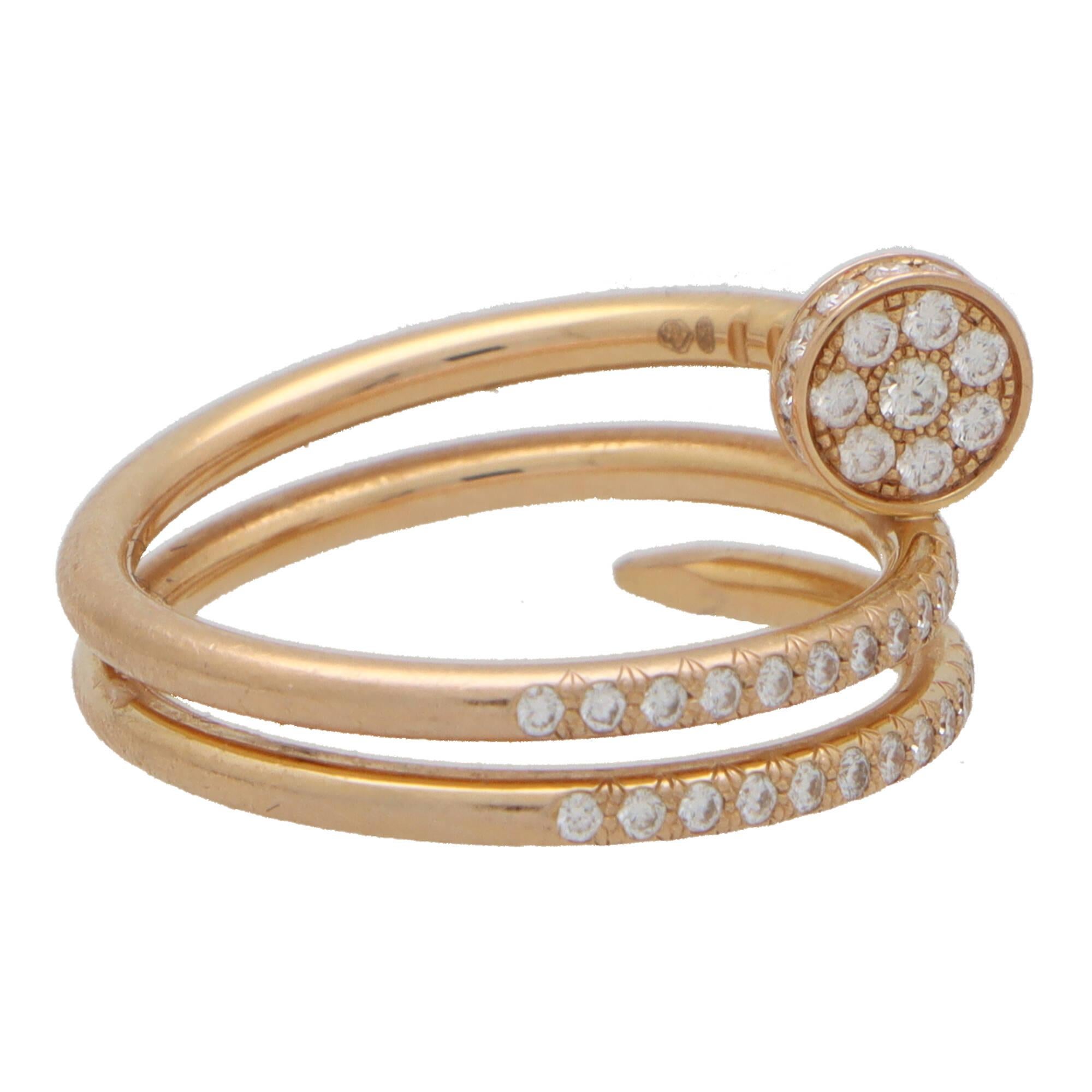 Modern Vintage Cartier Diamond Juste Un Clou Ring in 18k Rose Gold, Size 54