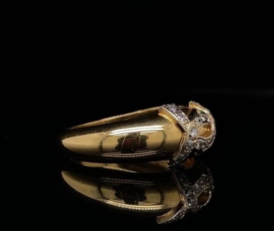 Round Cut Vintage Cartier Diamond Logo Ring 18 Karat Yellow Gold