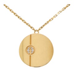 Vintage Cartier Diamond Love Nail Disc Pendant Necklace in 18k Yellow Gold