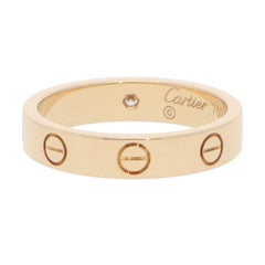 Vintage Cartier Diamond Mini LOVE Ring in Yellow Gold, Size 52