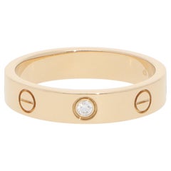Vintage Cartier Diamond Mini LOVE Ring in Yellow Gold, Size 52