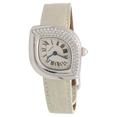 Vintage Cartier Diamond Navette Wristwatch in 18k White Gold