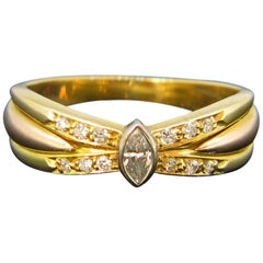 Vintage Cartier Diamond Navette Yellow Gold Ring