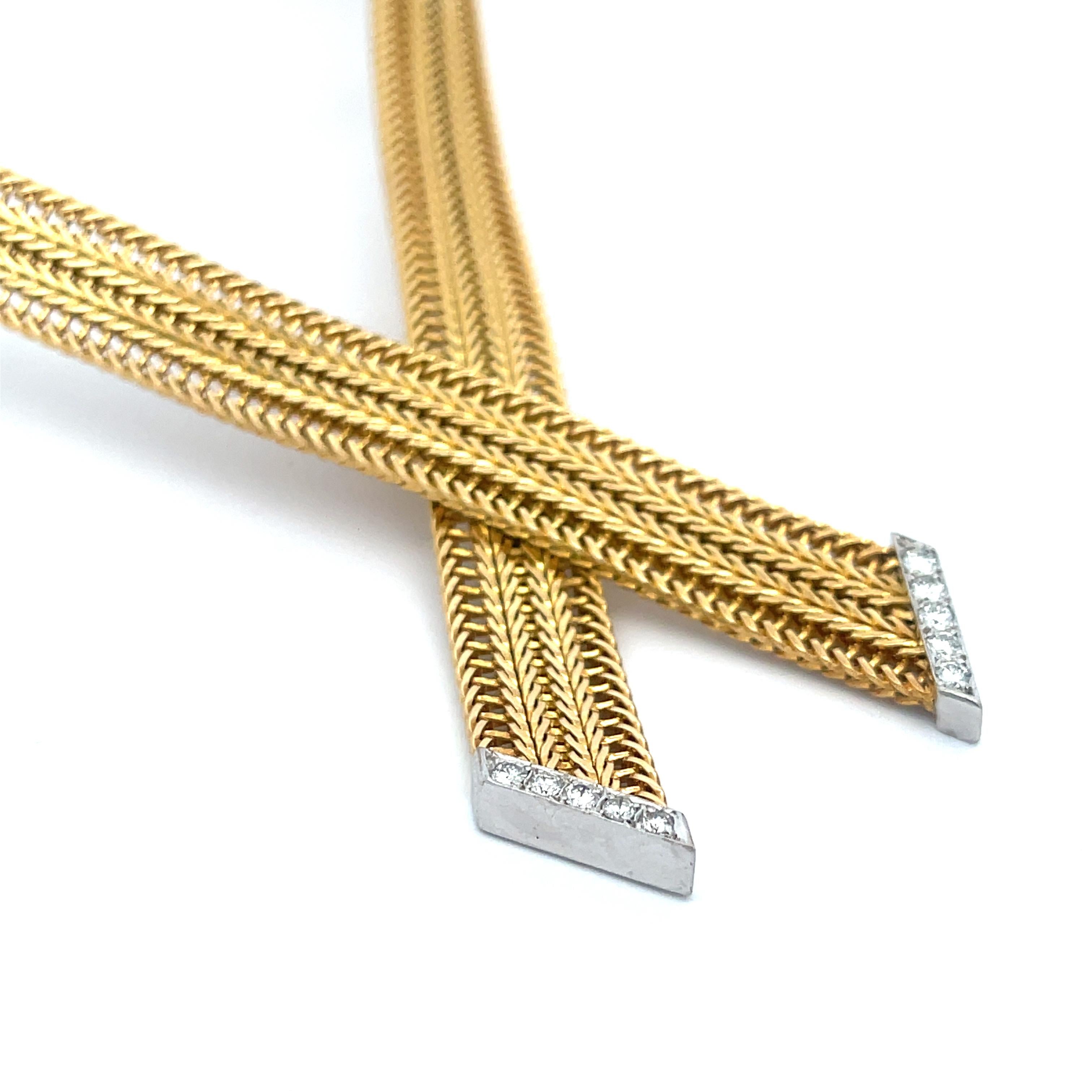 Round Cut Vintage Cartier Diamond Necklace 18K Yellow Gold