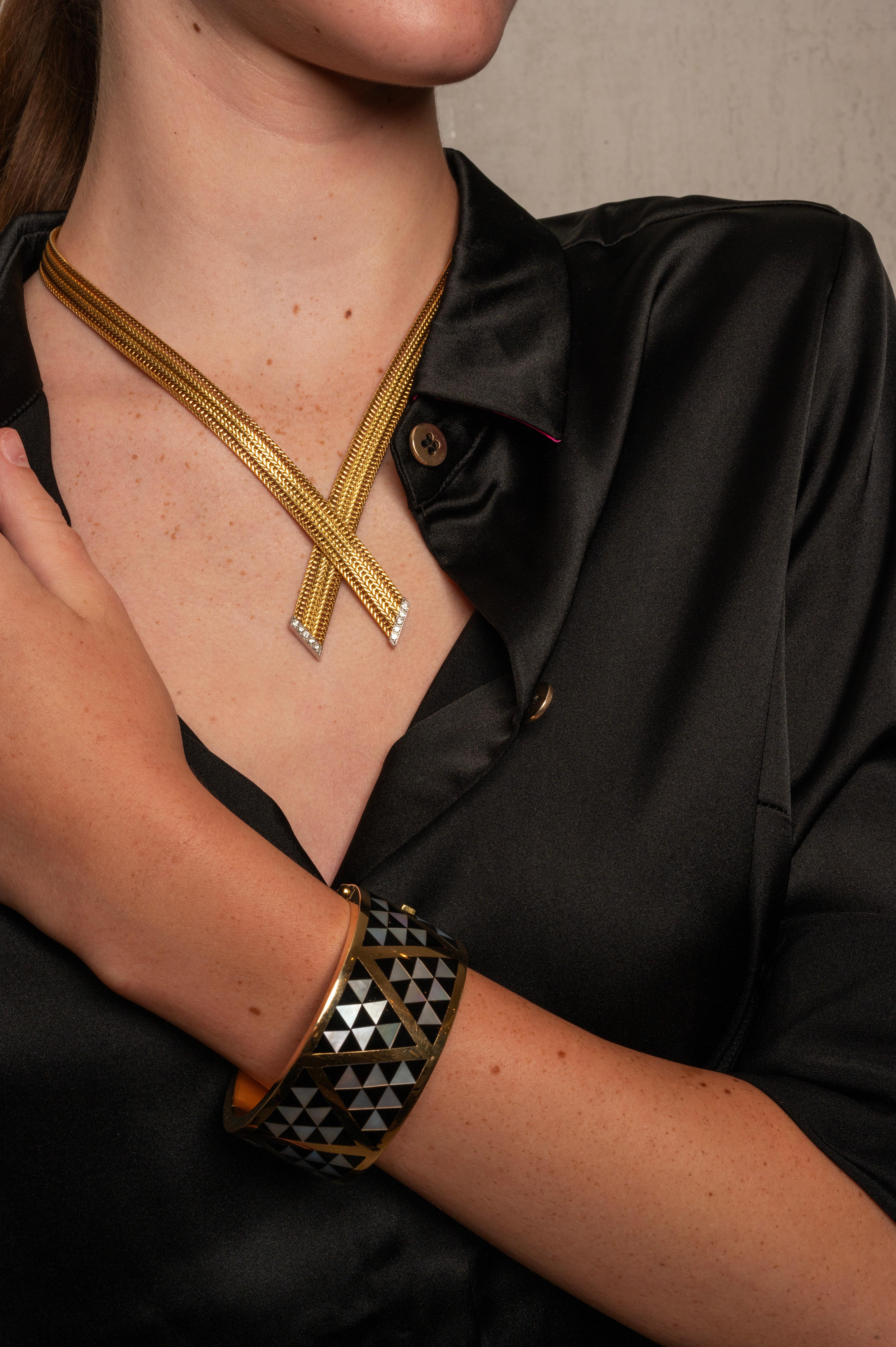 Vintage Cartier Diamond Necklace 18K Yellow Gold 1
