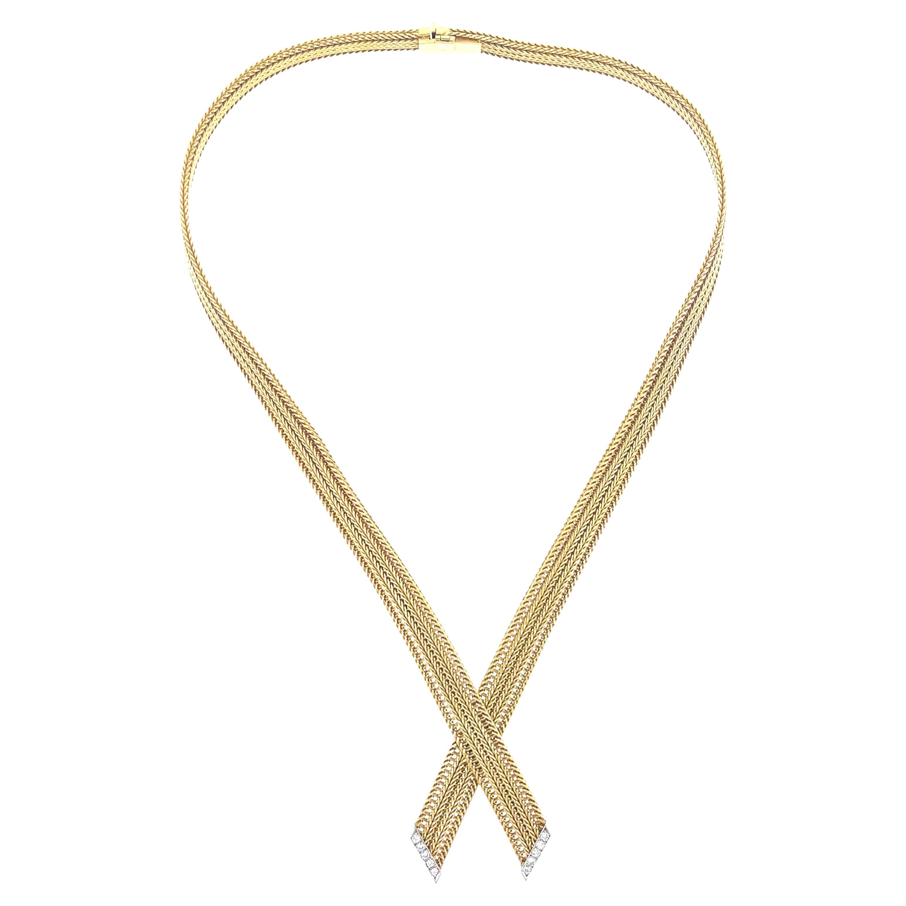 Vintage Cartier Diamond Necklace 18K Yellow Gold