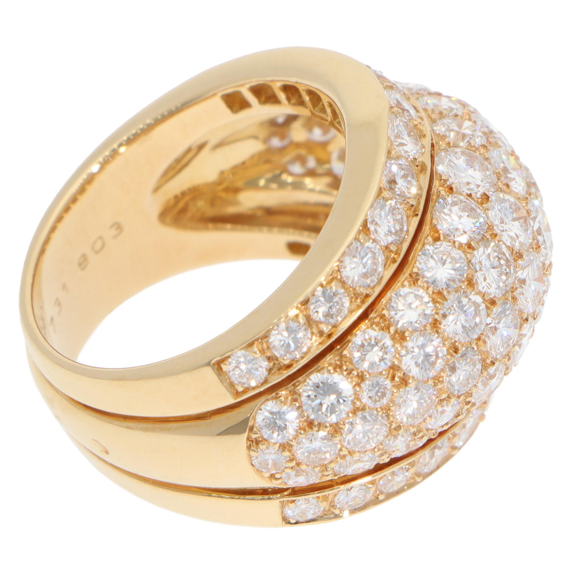Brilliant Cut Vintage Cartier Diamond Pavé Ring in Yellow Gold