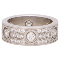 Vintage Cartier Diamond Paved Love Ring in 18k White Gold with Box and Papers