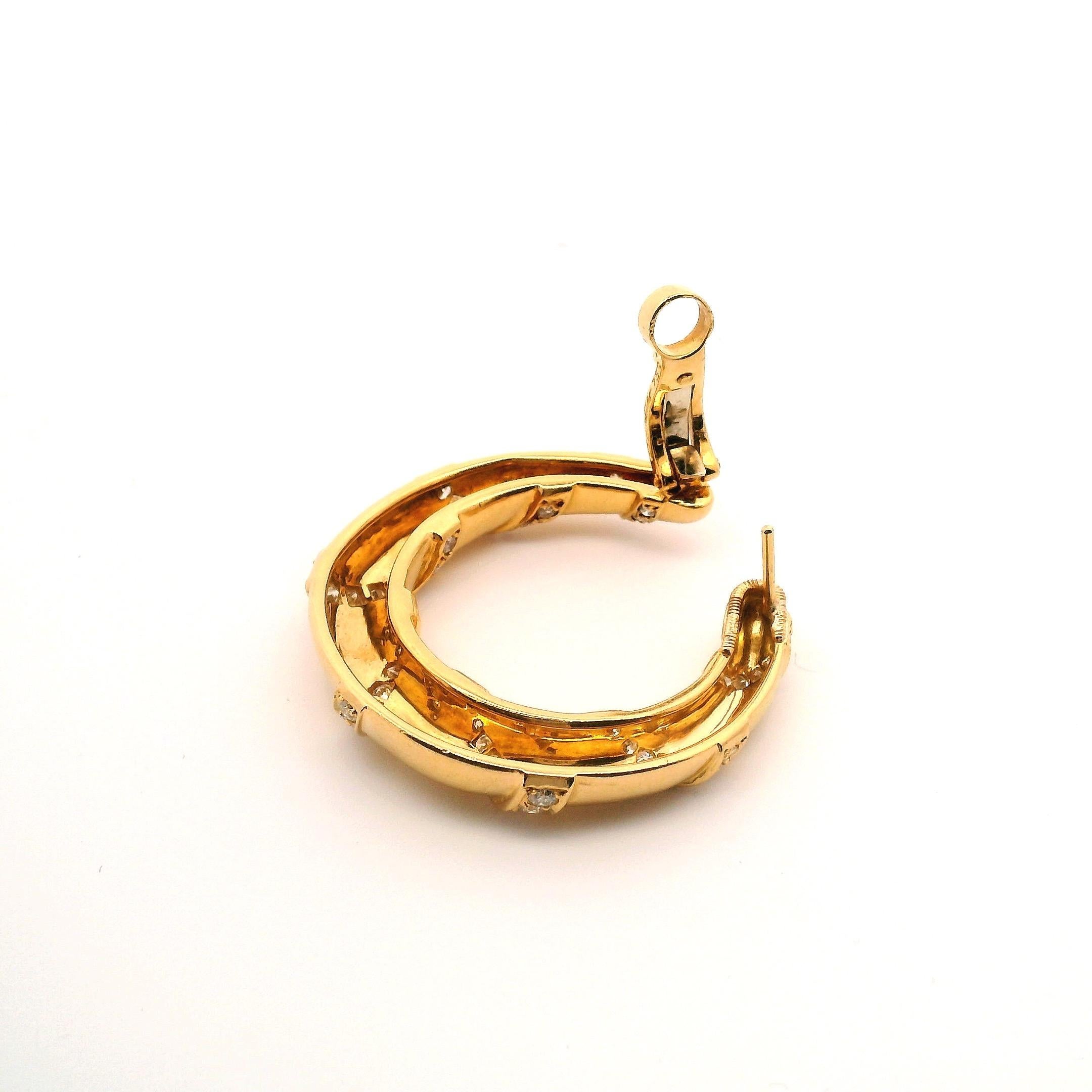 Pendientes de aro con cinta de diamantes Cartier vintage Moderno en venta
