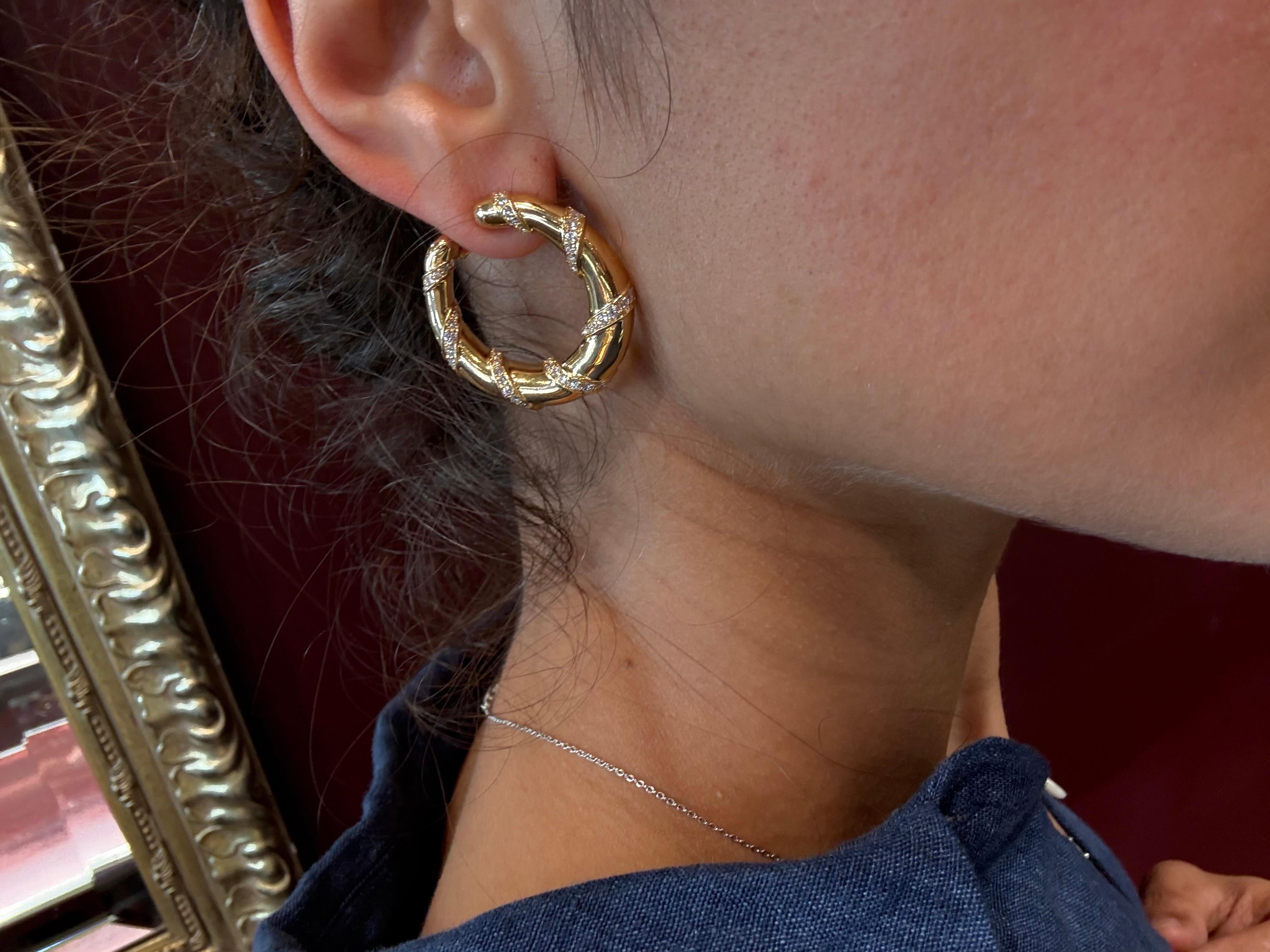 Vintage Cartier Diamantband-Ohrringe mit Schleifen im Angebot 3