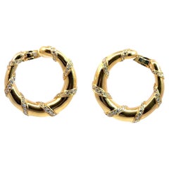 Pendientes de aro con cinta de diamantes Cartier vintage