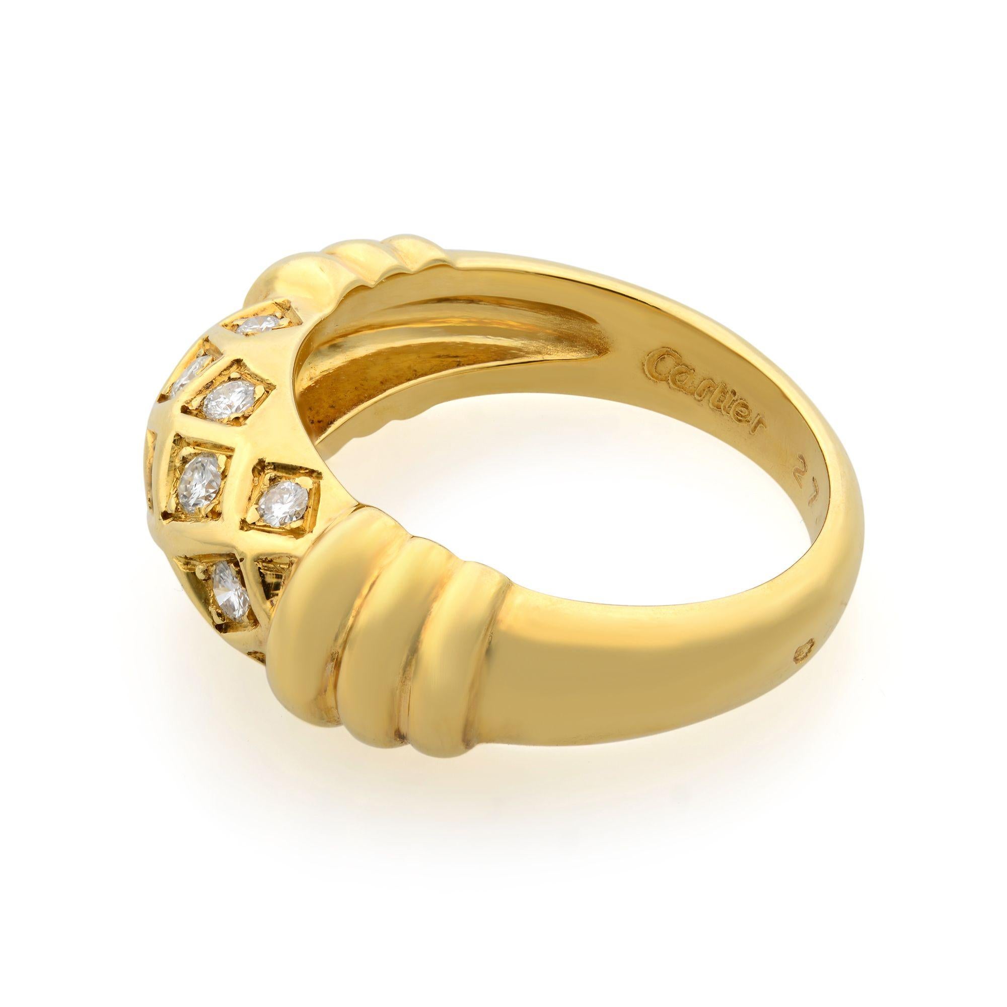 Vintage Cartier 18 Karat Gelbgold Diamantring mit 0,20 Gesamtkaratgewicht (Rundschliff)