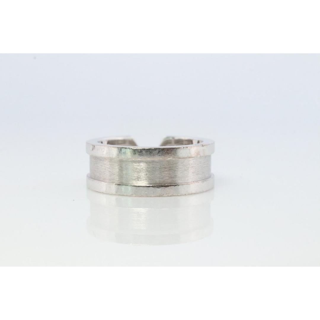 Round Cut Vintage Cartier Diamond Ring. Open C Diamond Band. Authentic 18k White Gold For Sale