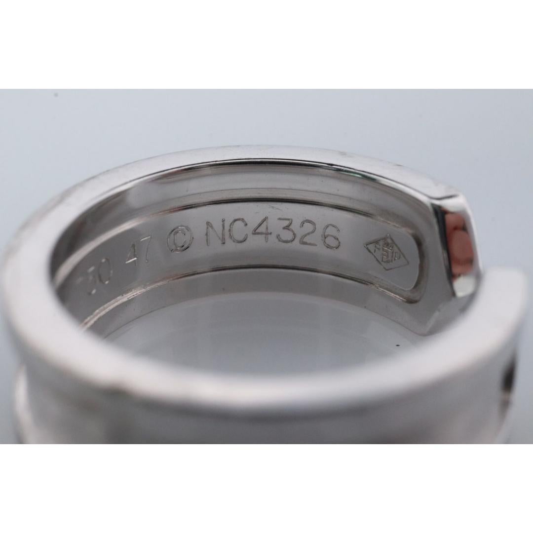Women's Vintage Cartier Diamond Ring. Open C Diamond Band. Authentic 18k White Gold For Sale
