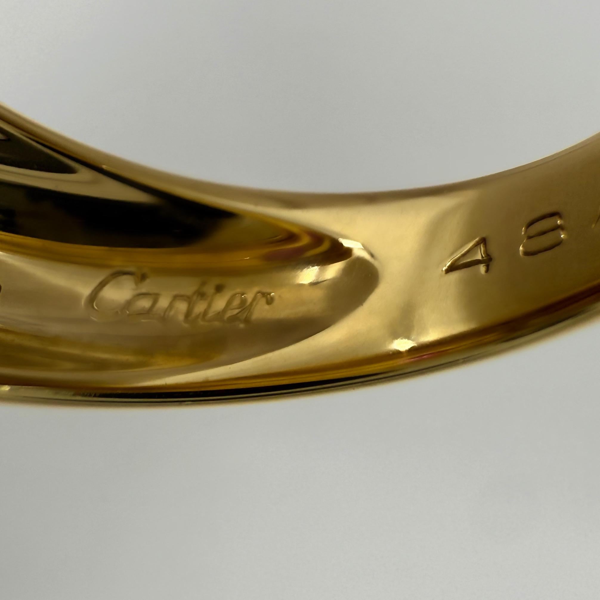 Vintage Cartier Diamond Ruby Daphne 18k Yellow Gold Three Stone Domed Ring EU52 For Sale 2