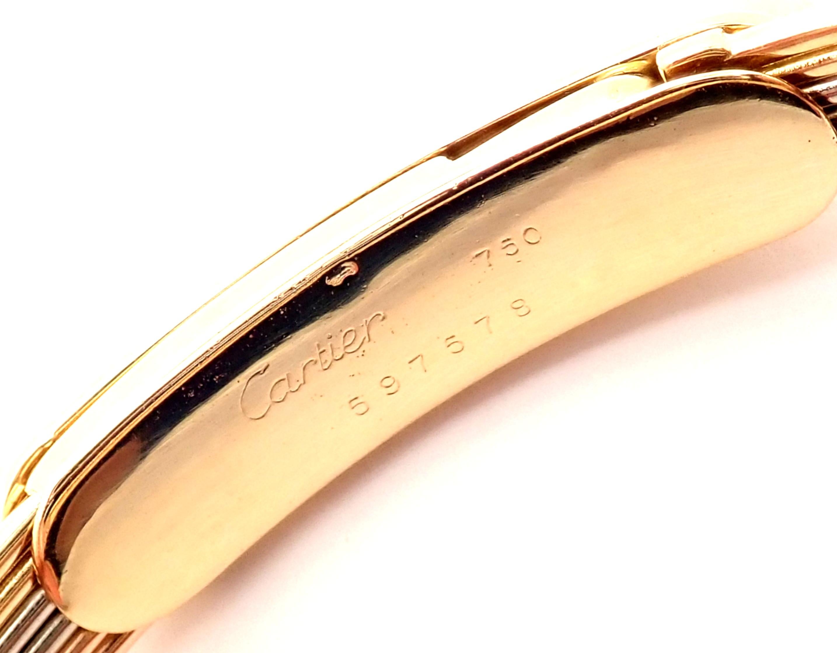 Dreifarbiger Gold-Armreif von Cartier mit Diamant und Saphir 5
