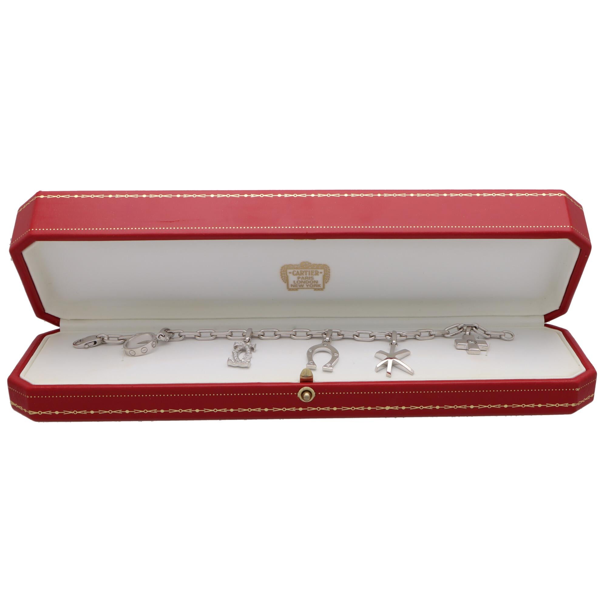Cartier: 18 Karat Weißgold Vintage-Armband mit Diamanten besetzt im Zustand „Hervorragend“ im Angebot in London, GB