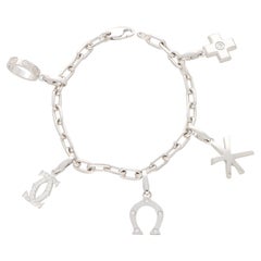 Vintage Cartier Diamond Set Charm Bracelet in 18k White Gold