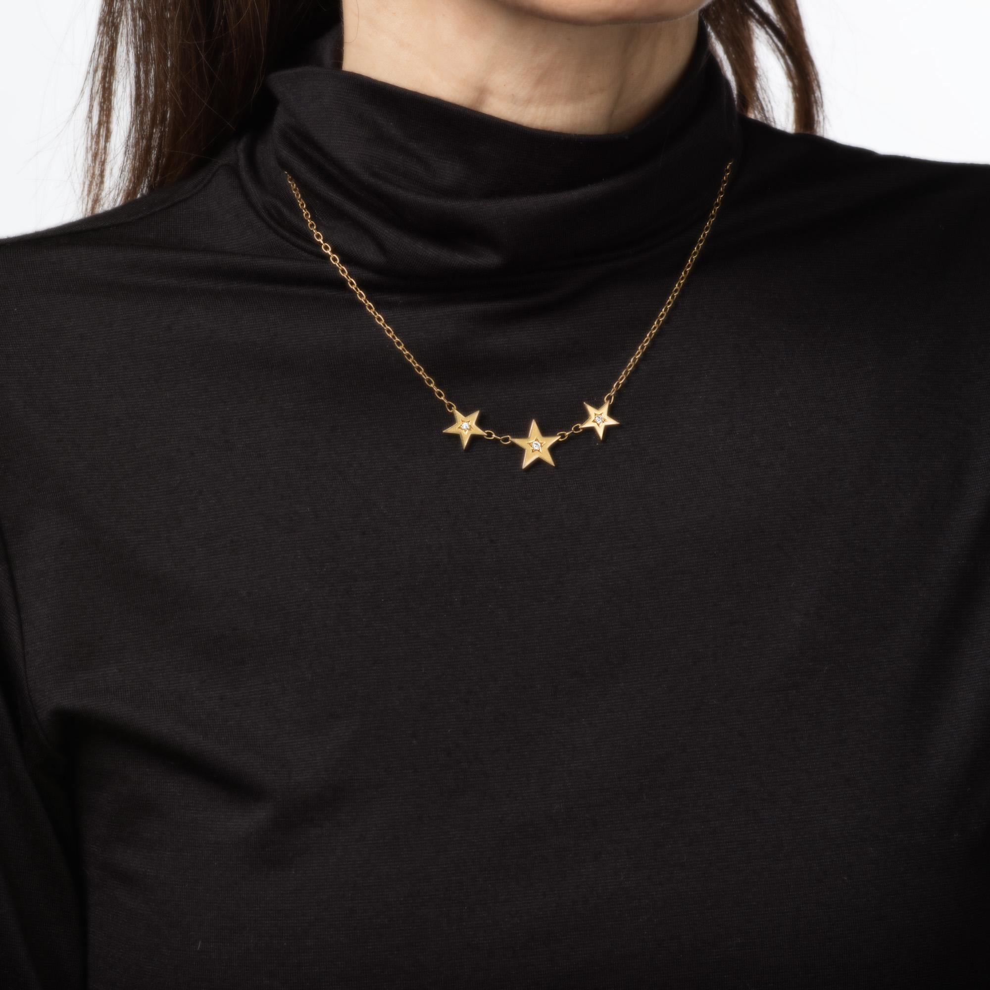 Vintage Cartier Diamond Star Halskette 18k Gelbgold 16