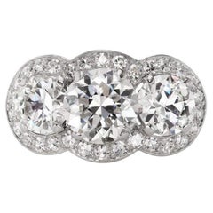 Vintage Cartier Diamond Three Stone Art Deco Ring