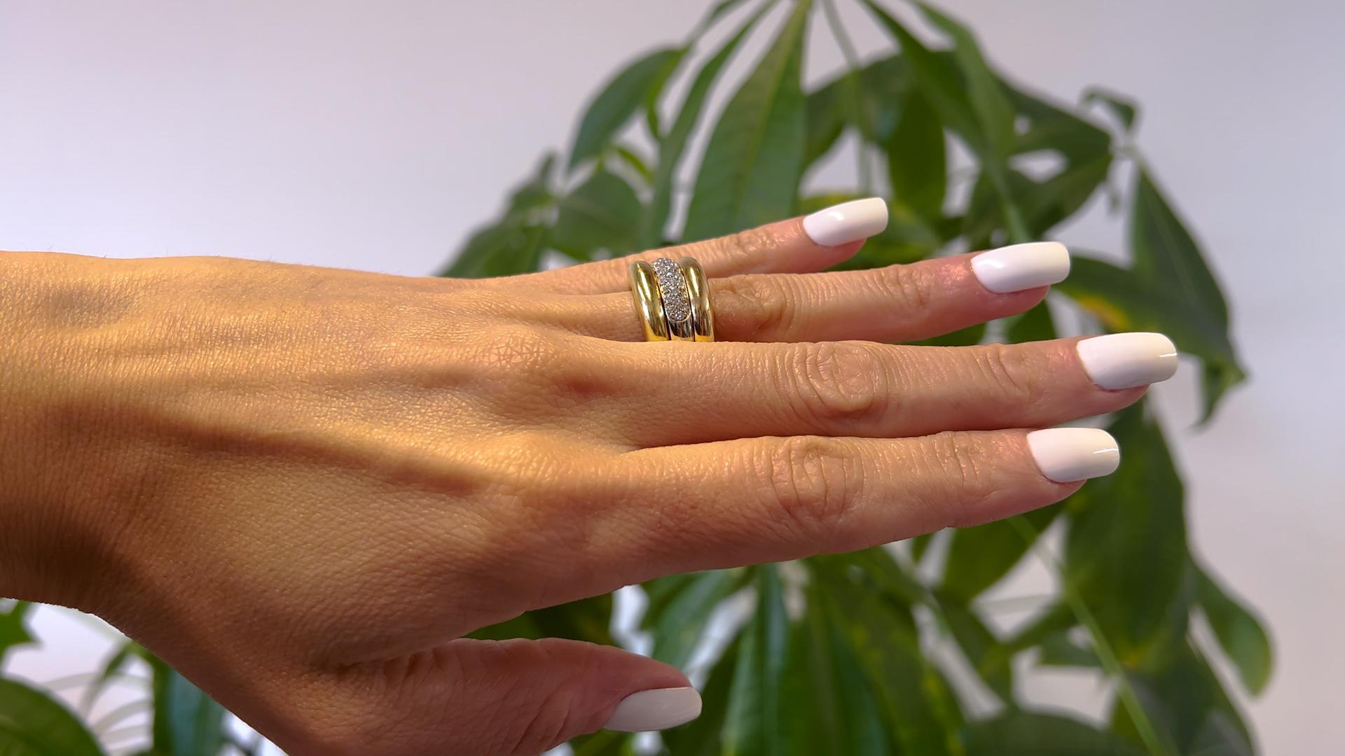 Stapelbarer Vintage Cartier Tri Goldring mit Diamanten im Zustand „Gut“ in Beverly Hills, CA