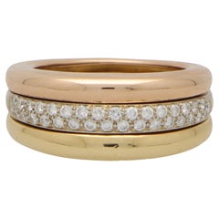 Vintage Cartier Diamond Trinity Bombe Ring in 18k Yellow, Rose and White Gold