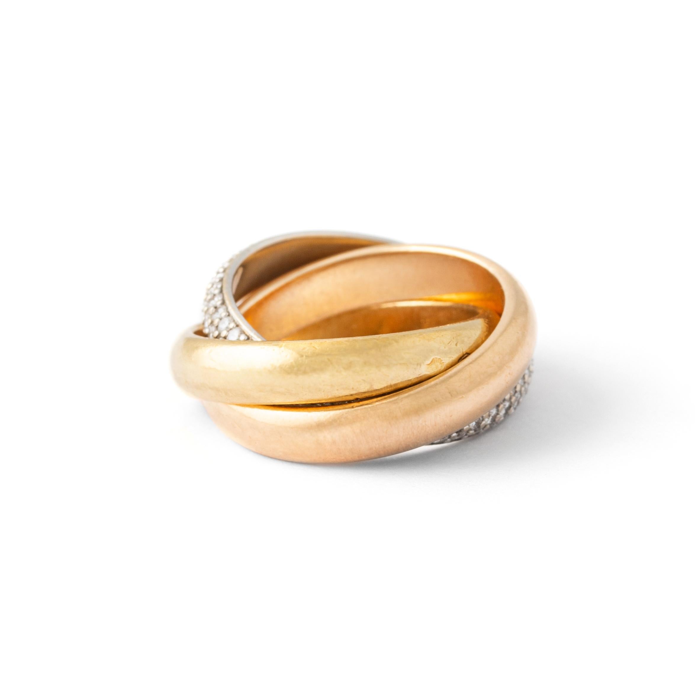 Femenino o masculino Anillo trinitario vintage de diamantes Cartier de oro de 18 quilates en venta