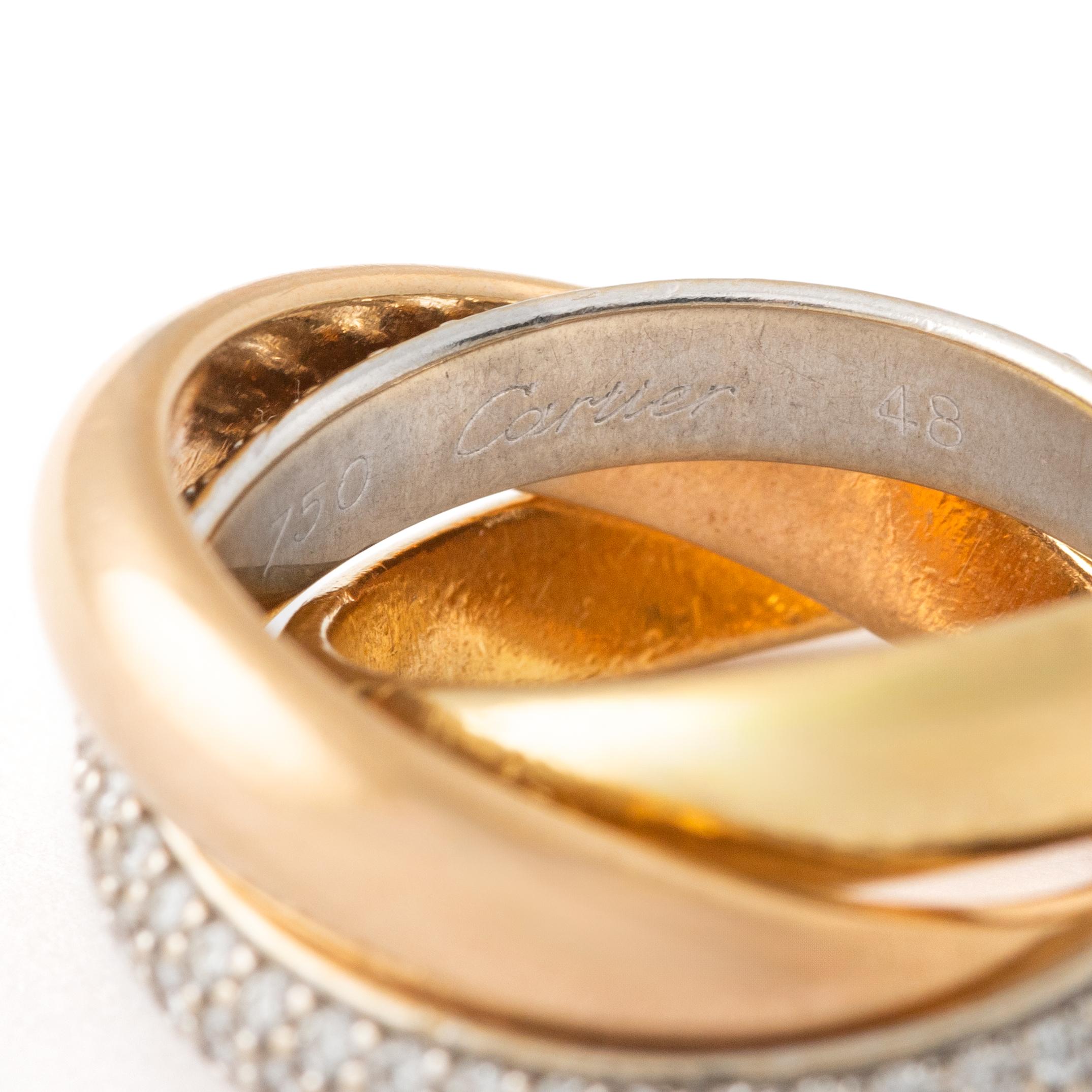 Anillo trinitario vintage de diamantes Cartier de oro de 18 quilates en venta 1