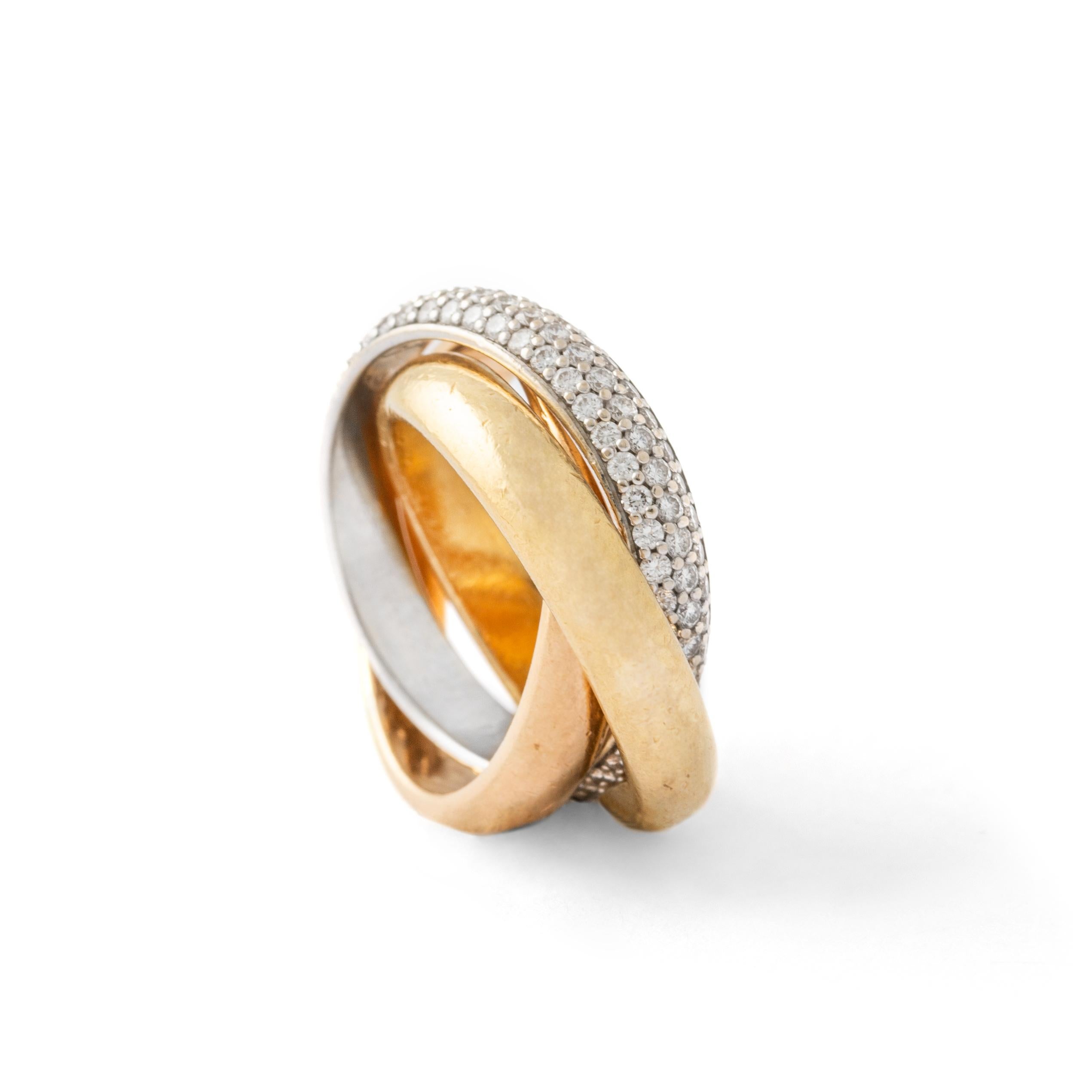 Anillo trinitario vintage de diamantes Cartier de oro de 18 quilates en venta 4
