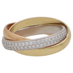 Vintage Cartier Diamond Trinity Ring, Size 50, in 18k Gold