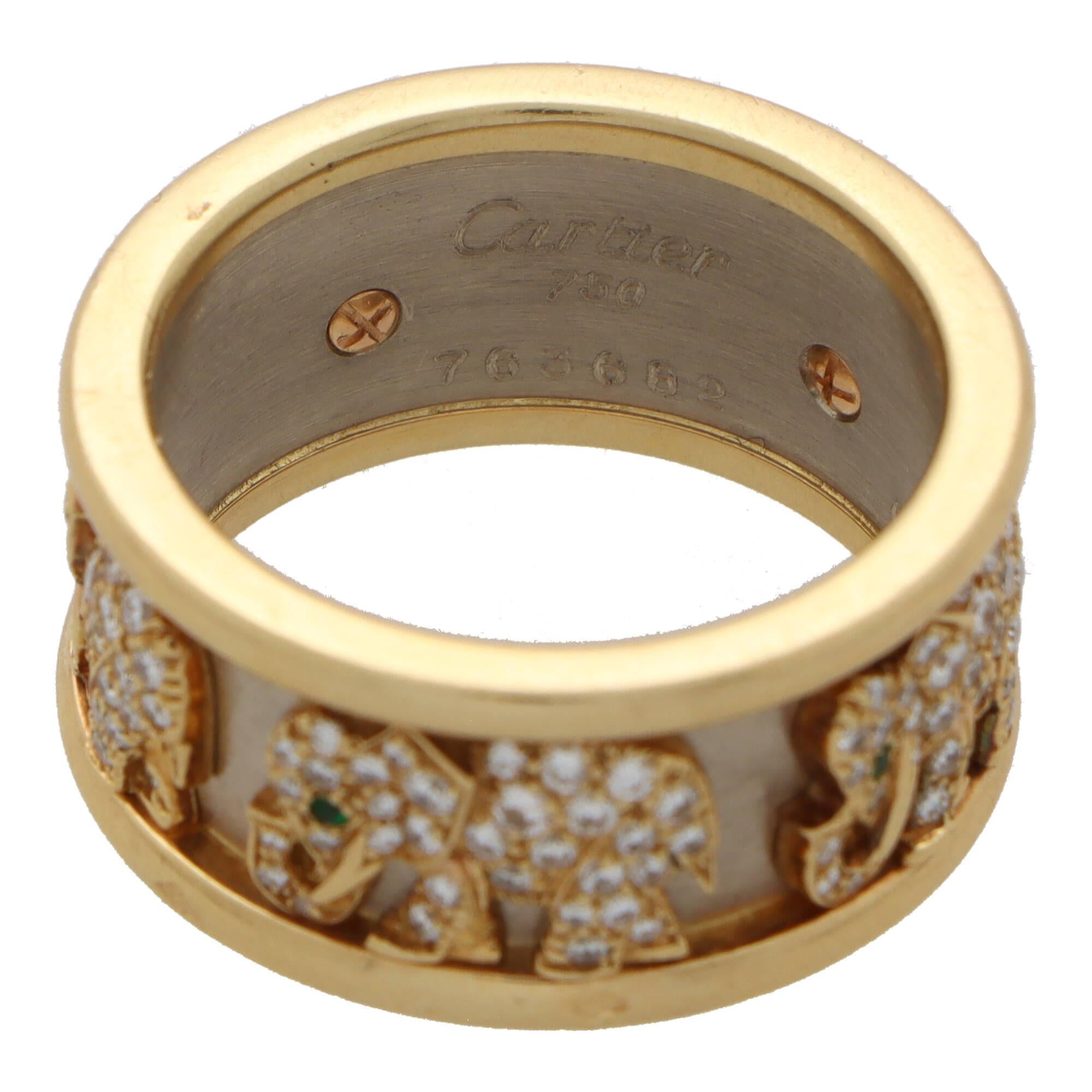 Vintage Cartier Diamant-Läuferring mit Elefantenmuster aus 18 Karat Gold (Moderne)