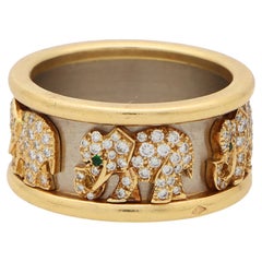 Vintage Cartier Diamond Walking Elephant Ring in 18k Gold