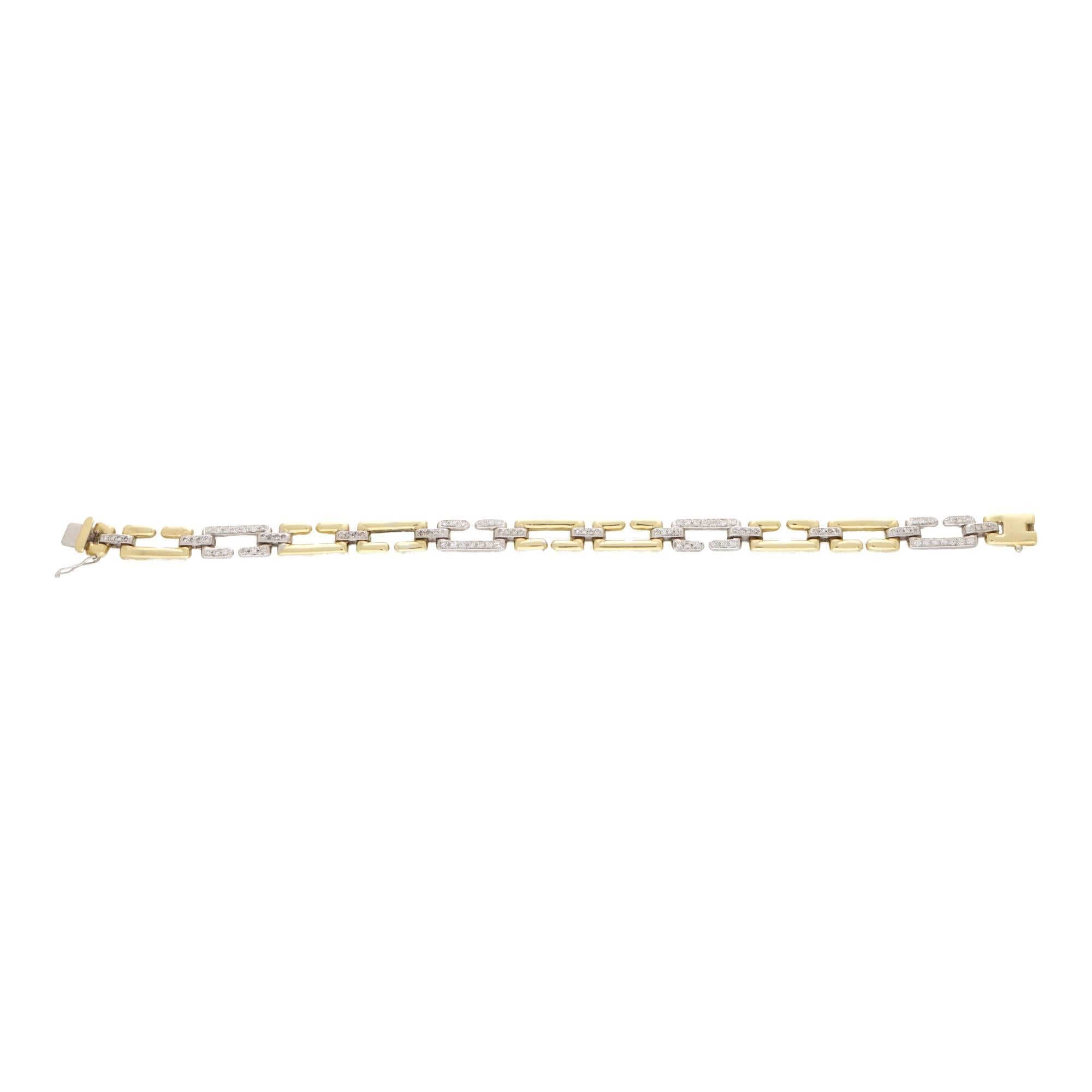 Brilliant Cut Vintage Cartier Diamond Wanda Bracelet in Yellow and White Gold For Sale