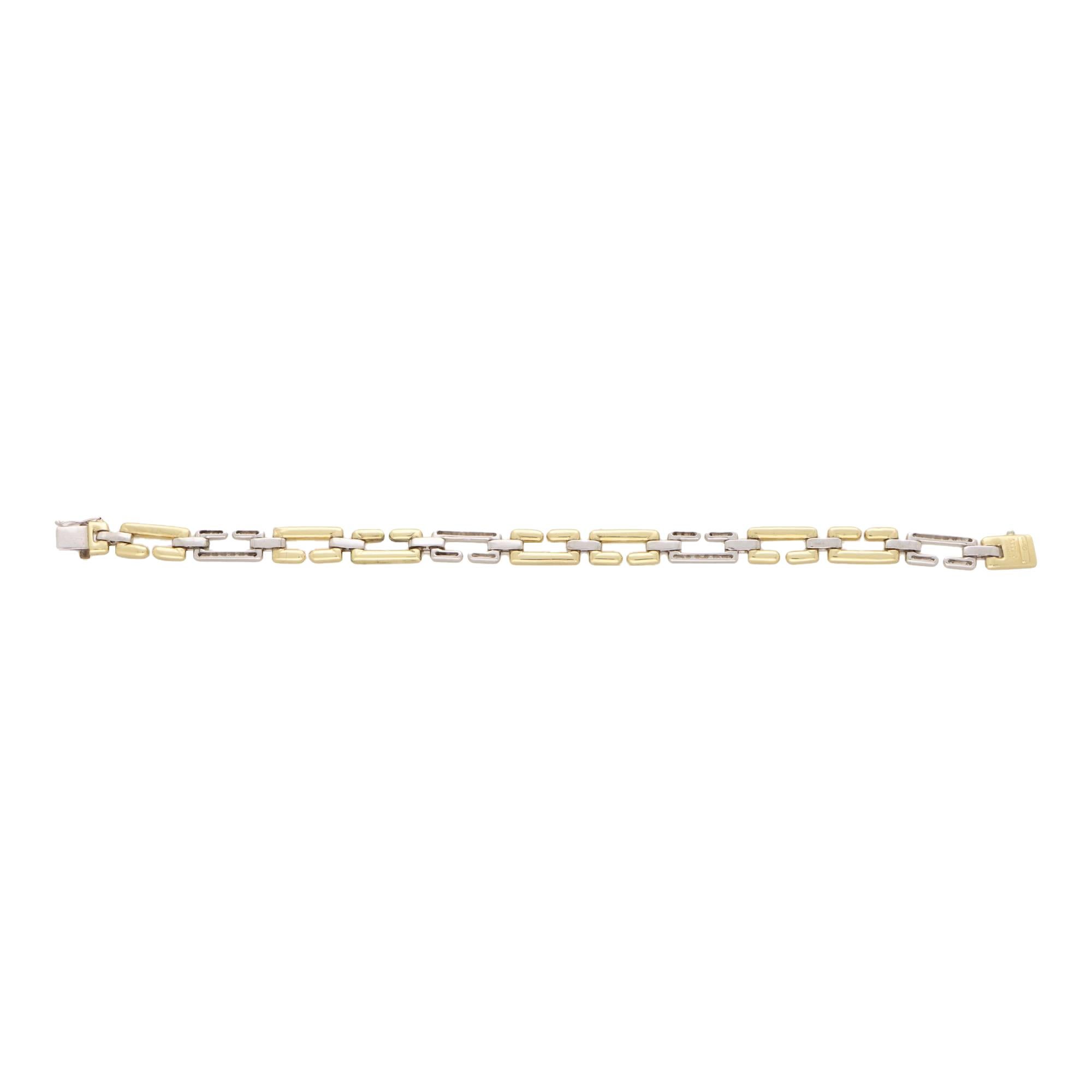 Vintage Cartier Diamond Wanda Bracelet in Yellow and White Gold In Excellent Condition For Sale In London, GB