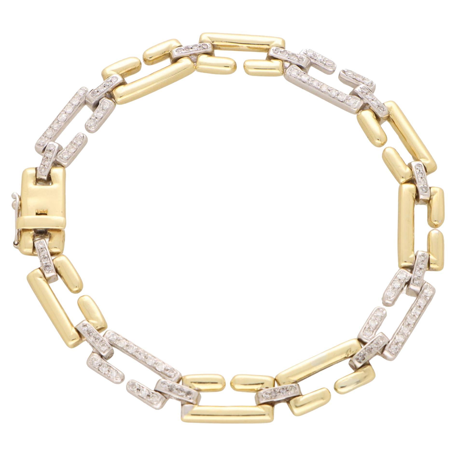 Vintage Cartier Diamond Wanda Bracelet in Yellow and White Gold