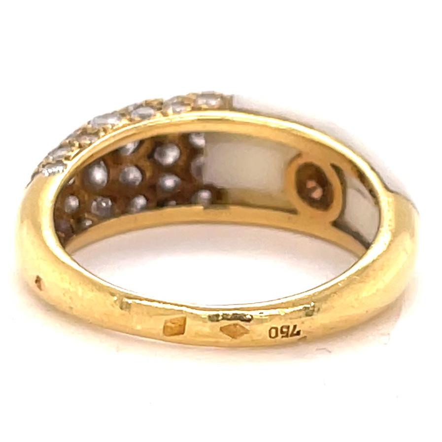 Women's or Men's Vintage Cartier Diamond White Coral 18 Karat Gold Ring