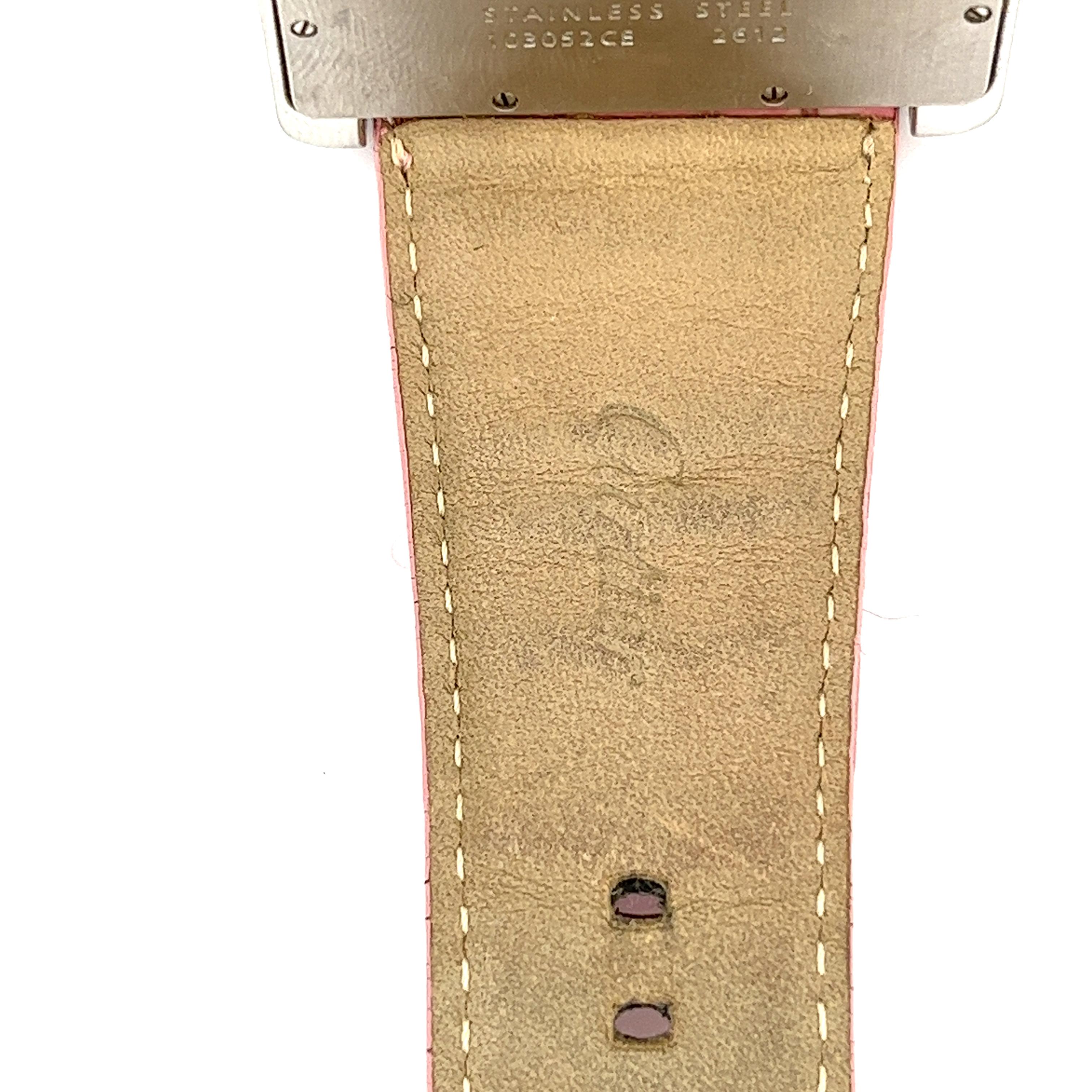 Baroque Cartier Montre-bracelet vintage Divan 2612 pour femme avec bracelet en cuir rose en vente