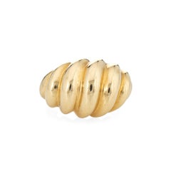 Vintage Cartier Dome Ring 18k Yellow Gold Ribbed Fluted Design Spain