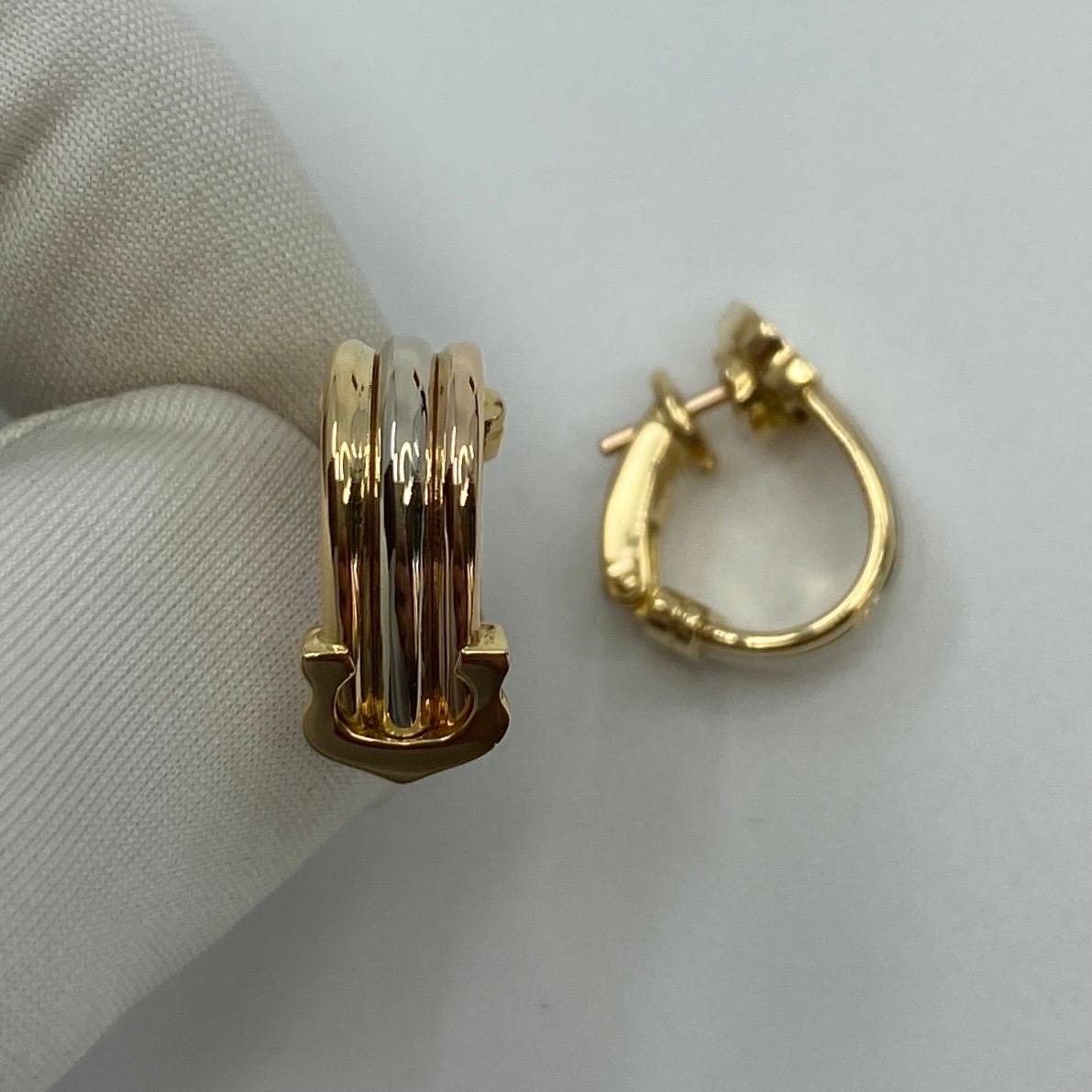 Vintage Cartier Double C 18 Karat Gold Multi Tone Hoop Earrings in Cartier Box 1