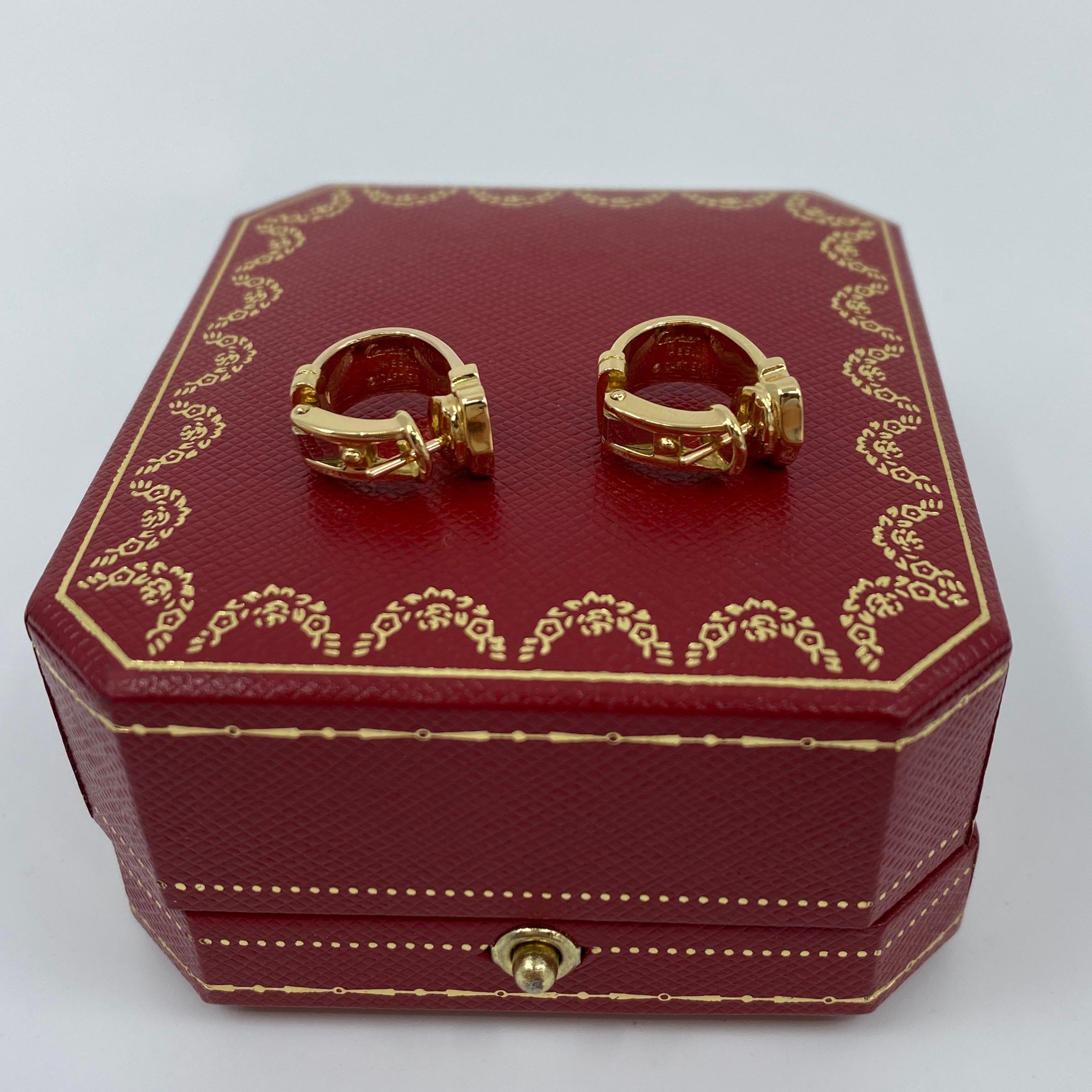 Vintage Cartier Double C 18 Karat Gold Multi Tone Hoop Earrings in Cartier Box 2