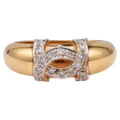 Vintage Cartier Double C Diamond 18k Gold Ring