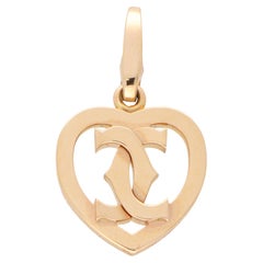  Vintage Cartier Double C Heart Charm in 18k Rose Gold