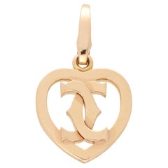 Vintage Cartier Double C Heart Charm in 18k Rose Gold