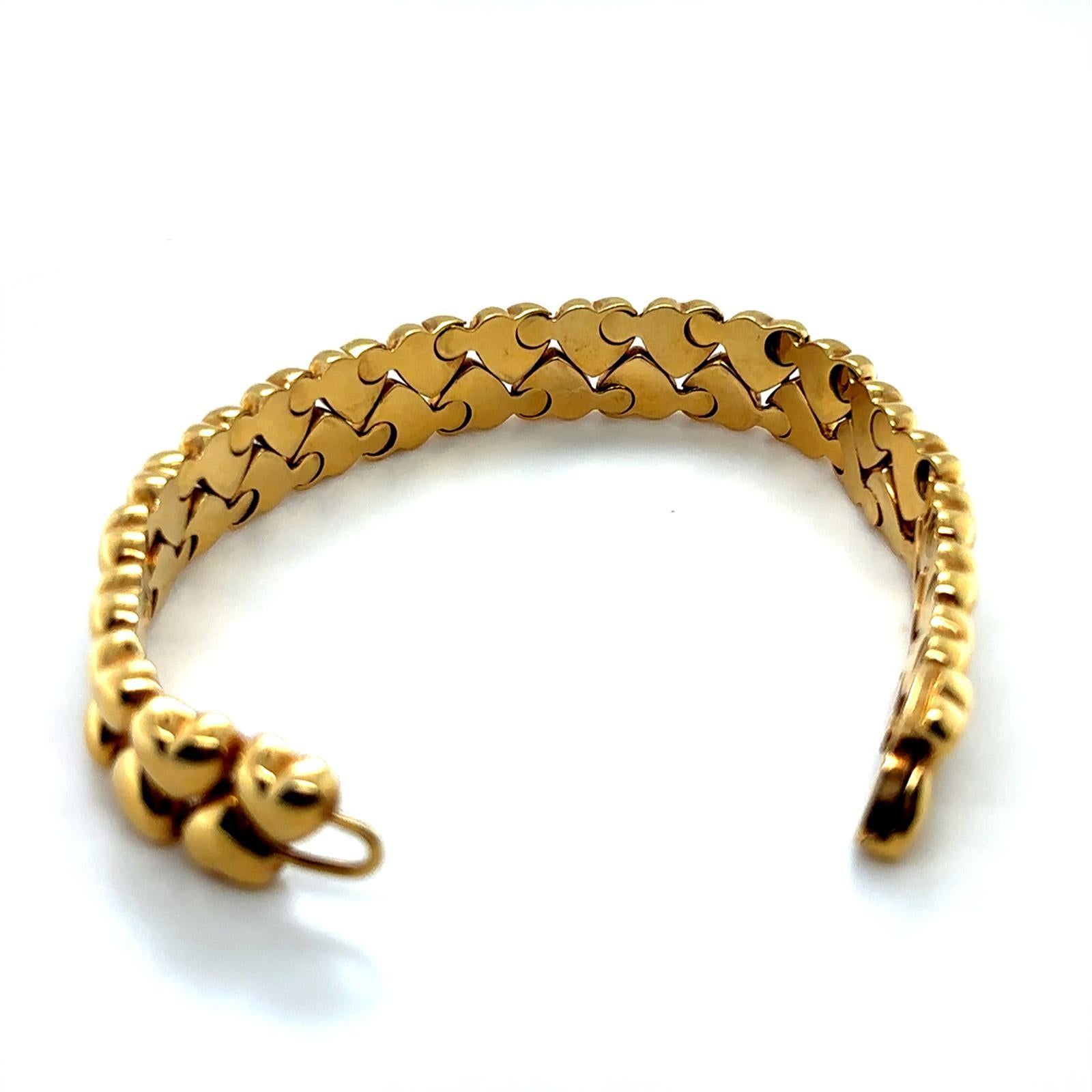 Vintage Cartier Bracelet Double Coeur Or Jaune 18 carats en vente 5