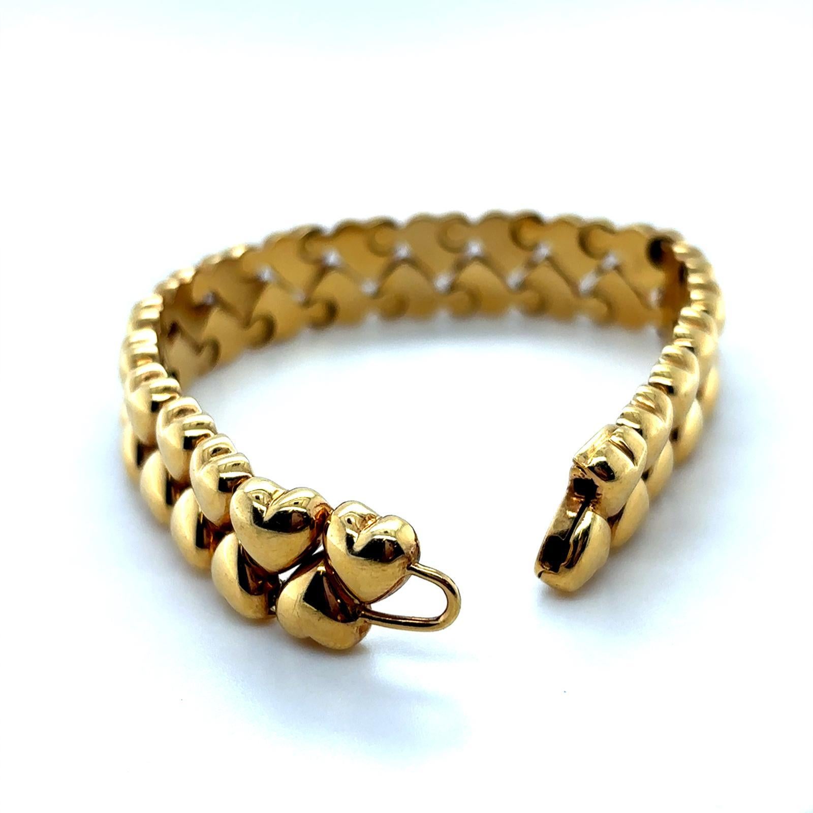 Vintage Cartier Bracelet Double Coeur Or Jaune 18 carats en vente 6