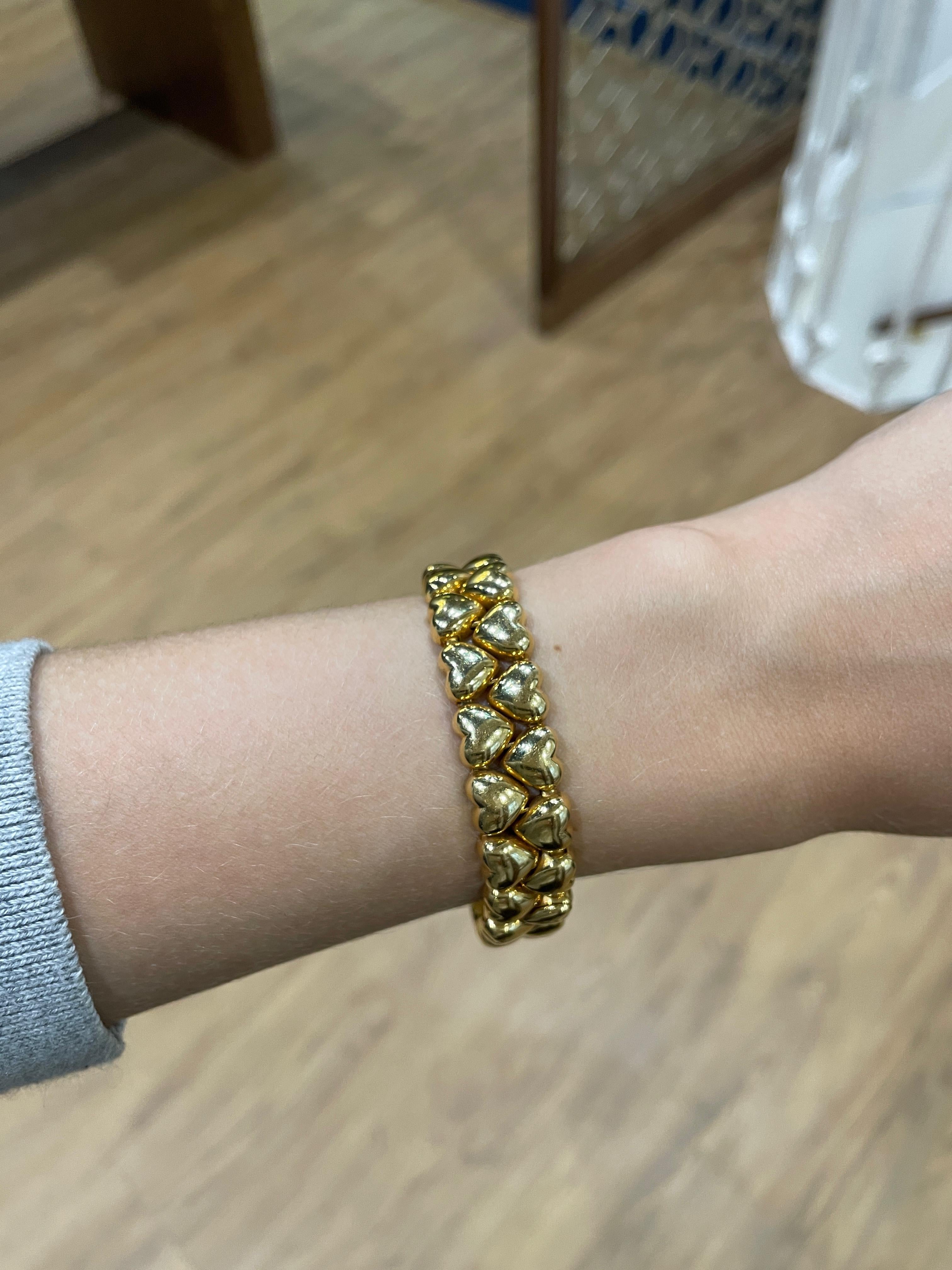 Vintage Cartier Bracelet Double Coeur Or Jaune 18 carats Bon état - En vente à London, GB