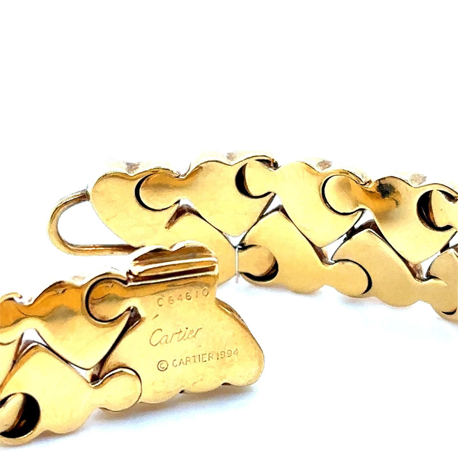Vintage Cartier Bracelet Double Coeur Or Jaune 18 carats Unisexe en vente